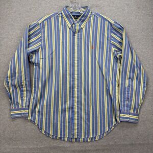 Ralph Lauren Shirt Mens Large Blue Yellow Stripe Classic Oxford Dress Casual Y2K
